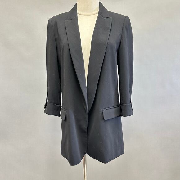 Zara Basic half sleeve black open front blazer ponte knit size medium - Picture 1 of 13
